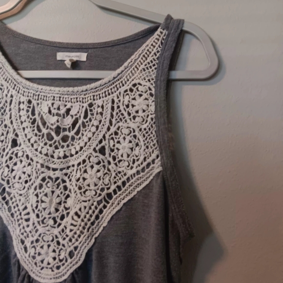 Maurices Gray Tank Top with White Crochet Yoke - Picture 4 of 9